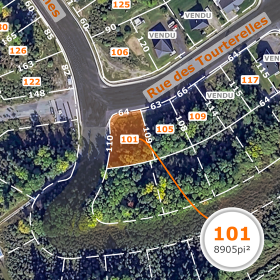 Lot 101 rue des Tourterelles - côté lac Stabel / 81 000$ + tx