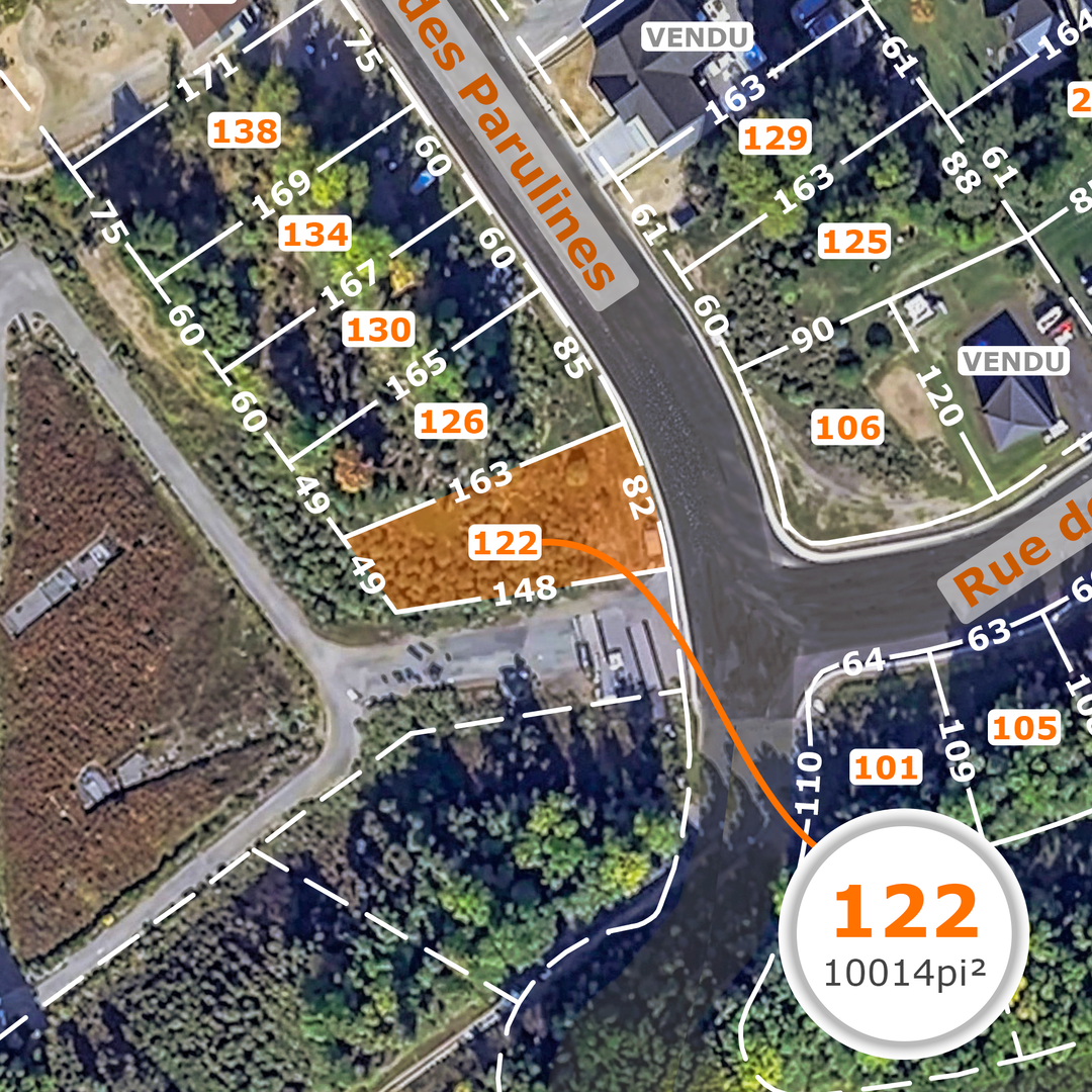 Lot 122 rue des Parulines - côté lac Stabel / 86 000$ + tx