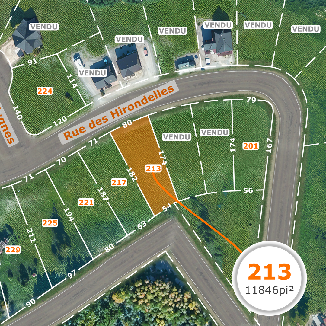 Lot 213 rue des Hirondelles - côté lac Blouin / 107 000$ + tx