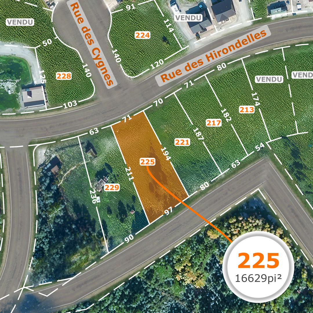 Lot 225 rue des Hirondelles - côté lac Blouin / 118 000$ + tx