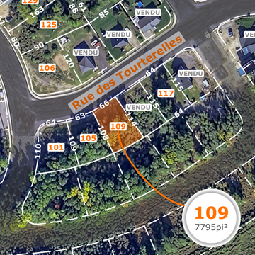 Lot 109 rue des Tourterelles - côté lac Stabel / 79 000$ + tx