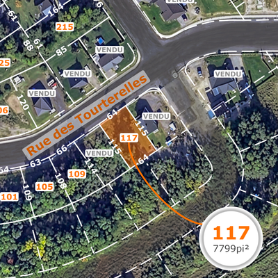 Lot 117 rue des Tourterelles - côté lac Stabel / 79 000$ + tx